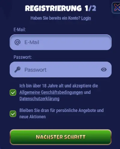 Golobet Casino-Registrierung